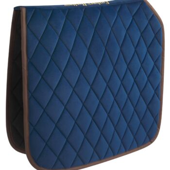 Blue Velvet Saddle Pad with Suede Trim